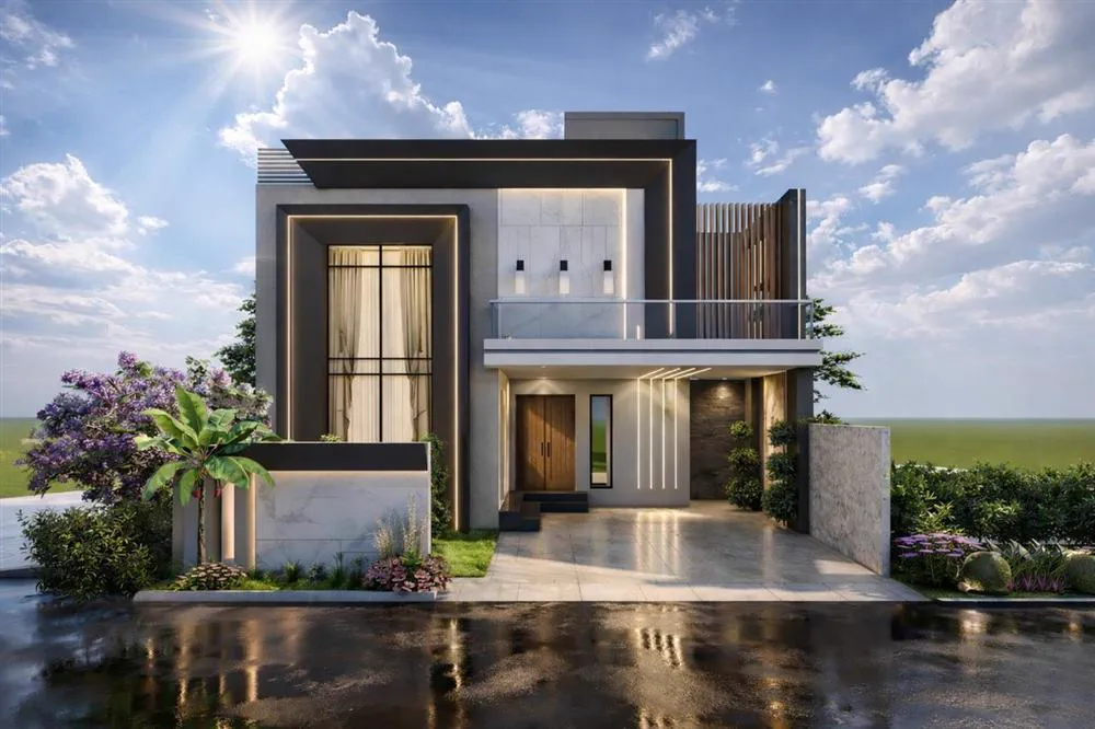 Modern house design in Lahore with a flat roof ready for solar panels