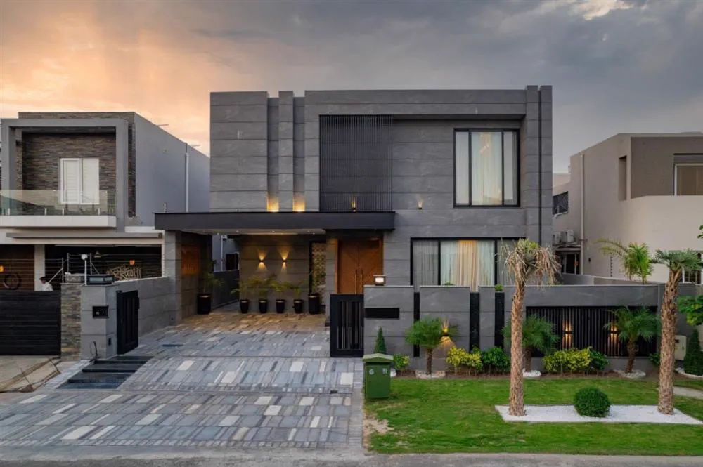 Completed modern stone-clad residence by Planet Builders & Interiors
